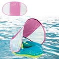 thumbnail image 1 of Sun Protection Swim Ring with Shade Cover, Portable Water Float for Outdoor Play, Breathable Mesh Design Blue Pink Pool Beach Toy, 1 of 7