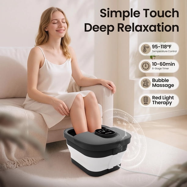 MaxKare Collapsible Foot Spa Bath Massager with Heat, Digital
