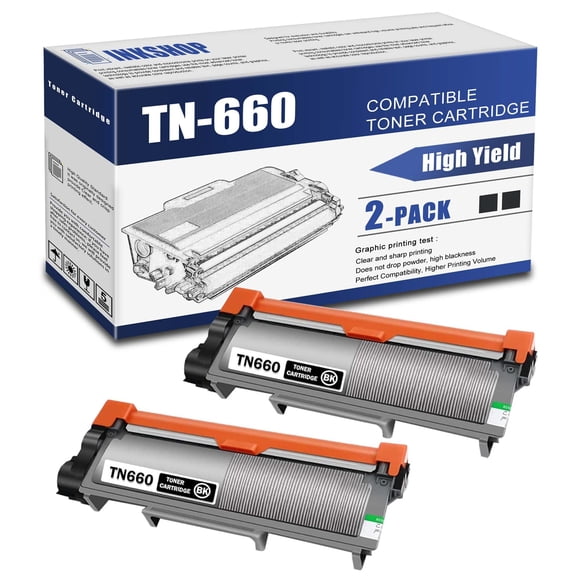 TN660 Compatible TN-660 Black High Yield Toner Cartridge Replacement for Brother TN-660 HL-L2300D HL-L2305W MFC-L2680W (2 Pack)
