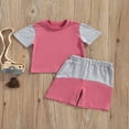 thumbnail image 2 of Childrens T-shirt and Shorts Set Fashion Color Stitching Short Sleeve Tops and Short Pants, 2 of 7