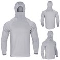 thumbnail image 4 of Chemise de Pêche Couleur Unie à Capuche Homme Mince Légère Extensible avec Trou pour le Pouce pour Randonnée Escalade Cyclisme en Plein Air, 4 of 8