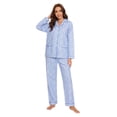 thumbnail image 1 of GLOBAL Women's Flannel Pajama Set - 100% Cotton, Button Down Top & Drawstring Pants | Warm Winter Sleepwear for Canada, 1 of 5