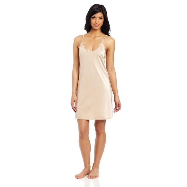 Vanity Fair Slip Ajusté à Enfiler pour Femmes, Longueur 34-18, Damas Neutre