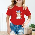 thumbnail image 2 of GDREDA Vêtements Fille Enfant Filles Mignon Graphique Col Rond Manches Courtes Tee Été Décontracté T-Shirt Mignon Filles Hauts d'Été Rouge,8-9 Ans, 2 of 5