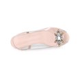 thumbnail image 4 of BLISSFUL STEP Women's Shoes Clear Slingback Rhinestone Peep Toe Block Heel Sandals Beige 9, 4 of 7