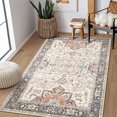 thumbnail image 2 of 3x5 Retro Floral Medallion Area Rug -Bedroom Rug Soft Throw Printed Bathroom Kitchen Entry Foyer Mat, Vintage Non-Slip Washable Carpet for Front Door Laundry Room Bath Office-Multi, 2 of 7