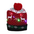 thumbnail image 1 of Christmas Decor Knitted Christmas Hat Cartoon Pattern Light Flashing Cap LED New Year  Gifts, 1 of 4