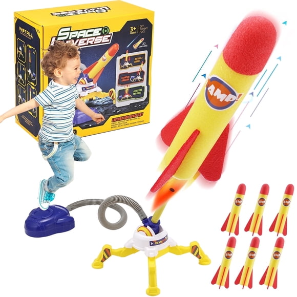 Zacro Roquettes Lanceur de Roquettes pour Enfants, Jouet de Duel à Roquettes avec 6 Mousse Tire jusqu'à 100 Pieds, Jouet de Roquette d'Extérieur Cadeau pour Garçons et Filles 3+