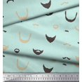 thumbnail image 3 of Soimoi Green Cotton Voile Fabric Mustache Face Print Sewing Fabric BTY 58 Inch Wide, 3 of 3