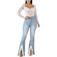 thumbnail image 4 of ORUYROP Micro Pantalon en Denim Taille Haute Slim pour Femmes Jeans Troués, 4 of 5