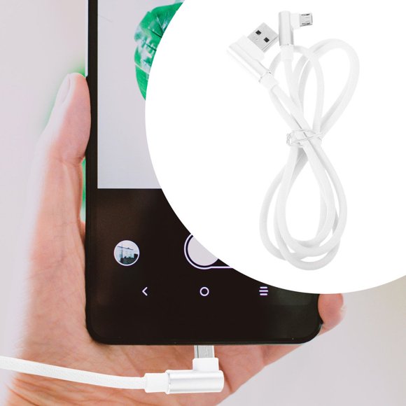 CNKOO Right Angled Micro USB Cable White Interface Charging Degree Data