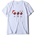 thumbnail image 3 of Qertyioot Femmes Noël Vin Verre Imprimé Manches Courtes T-shirt Décontracté Col Rond Pulls Hauts, 3 of 4