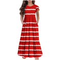 thumbnail image 1 of yoeyez Robes d'Été pour Filles Taille 6-12 Robe Maxi à Volants à Étages à Manches Volantées pour Fille Préadolescente Col Rond Mode Robe à Pois avec Poches Robe Mi-Longue Rouge, 12 Ans, 1 of 6
