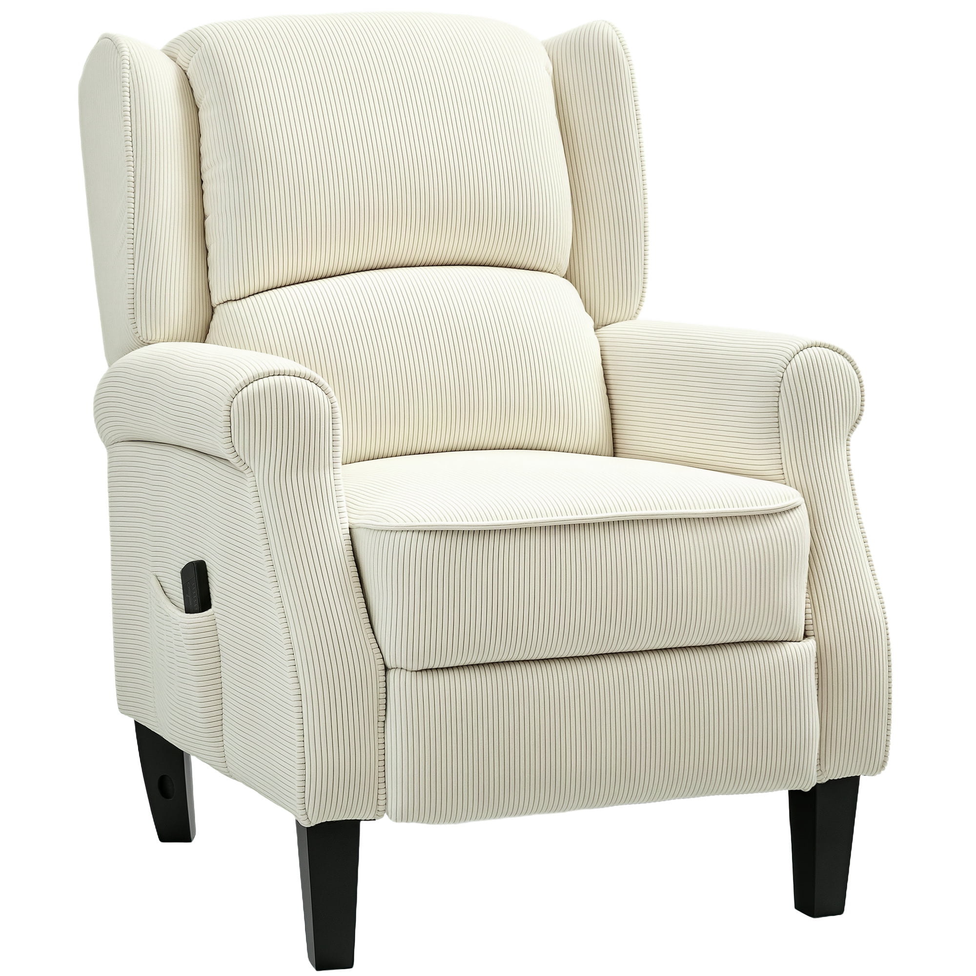 HOMCOM Massage Recliner Chair, Push Back Recliner Sofa with Footrest, Cream