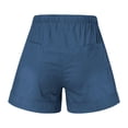 thumbnail image 4 of Women Shorts Plus Size Casual Solid Color Comfy Mid Rise Pants for Women Fashion Loose Fit Daily Trendy Womens Pants Drawstring Lightweight Party Vacation Beach Shorts with Pocket（Blue,M）, 4 of 5