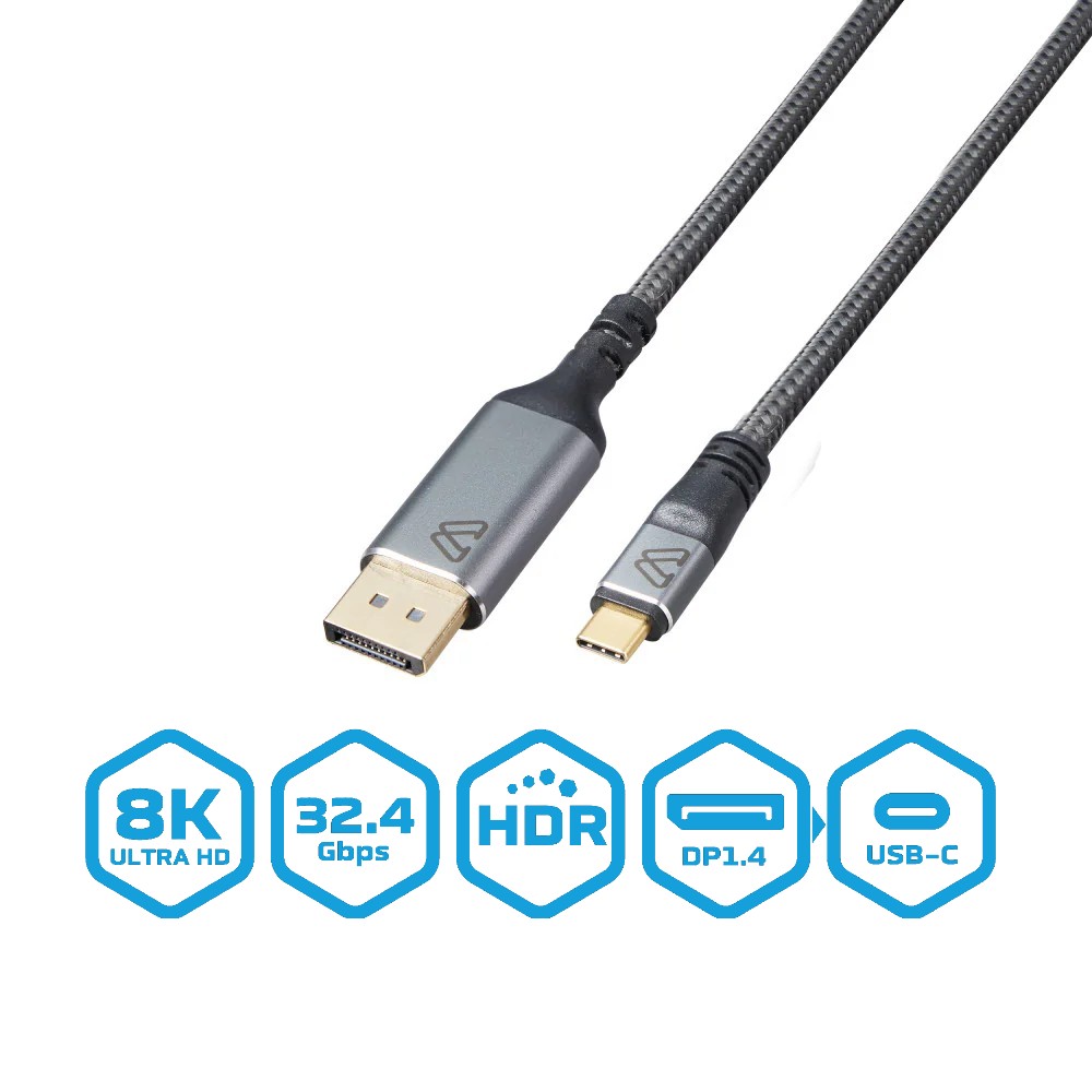 BlueDiamond PRO USB-C to Display Port 8K Cable - Ultra HD - 32.4Gbps - Dynamic HDR - DP 1.4 - USB-C - 8K@60Hz, 4K@120Hz, 10ft