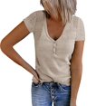 thumbnail image 1 of B91xZ Womens Tshirt Crew Neck Slim Fit Tops Fashion Basic Tee,Beige M, 1 of 5