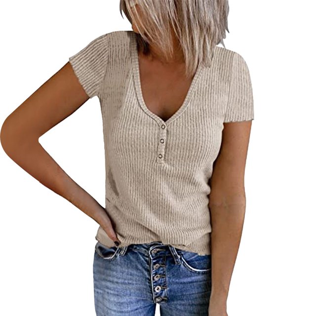B91xZ Womens Tshirt Crew Neck Slim Fit Tops Fashion Basic Tee,Beige M