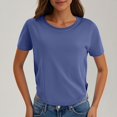 thumbnail image 2 of Yuyuzo Hauts Courts pour Femmes T-Shirts à Manches Courtes Col Rond Hauts de Sortie T-Shirts Unis Hauts, 2 of 7