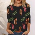 thumbnail image 2 of EQWLJWE Blouses à Manches Longues pour Femmes Hauts pour Femmes Liquidation T-shirt Imprimé de Mode pour Femmes Blouse à Manches 3/4 Col Rond Hauts Décontractés, 2 of 5