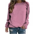 thumbnail image 1 of Yuyuzo 2025 Automne Chandail Sportif Uni pour Femme Décontracté Ample à Col Rond Raglan à Manches Longues Chandail Tunique Hauts Rose A1, 1 of 5