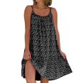 thumbnail image 1 of Kcodviy Femmes Décontracté Floral O Robes Femmes Col Volant Ourlet Spaghetti Femmes Longues Robes Bretelle Sans Manches Robe Courte Lin Robe Midi Robe de Plage, 1 of 5