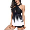thumbnail image 1 of UPPADA Maillots de Bain Tankini Deux Pièces pour Femmes Grande Taille, devant Torsadé, Taille Haute, Col en V, Imprimé Floral, Contrôle du Ventre, Maillots de Bain Modestes avec Bas, Maillot de Bain pour Ados, Blanc, m, 1 of 8