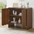 thumbnail image 4 of Wirrytor Wood Buffet Sideboard with 2 Wave Doors, Storage Cabinet with Adjustable Shelves for Living Room Dinning Room Kitchen, Walnut, 4 of 10