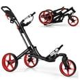 thumbnail image 1 of Gymax Chariot de Golf Pliable à 3 Roues à Pousser et Tirer avec Poignée Réglable Frein Rouge, 1 of 10