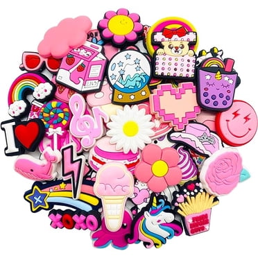 30PCS Cute Shoe Charms for Crocs, Different Shape PVC Cartoon Shoes Decorations, Girls Decorations Accessories for Kids , Party Gifts，Random Pattern