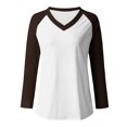 thumbnail image 4 of EQWLJWE Women's Raglan Sleeve Baseball Tee Loose Blouse Patchwork Henley V Neck Baseball Tee Shirt Top Plus Size Fall Clothes Christmas Tops, 4 of 4
