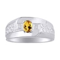 thumbnail image 1 of RYLOS Men's Rings Sterling Silver Classic Nugget 6X4MM Oval Gemstone & Diamond Ring Citrine November Birthstone Ring Size 13, 1 of 7