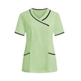 thumbnail image 2 of Hauts d'Uniformes de Sarraus - T-Shirt Tunique de Sarraus Léger et Extensible pour Femmes pour le Travail, Manches Courtes, Col en V, avec Poches, Vert m, 2 of 9