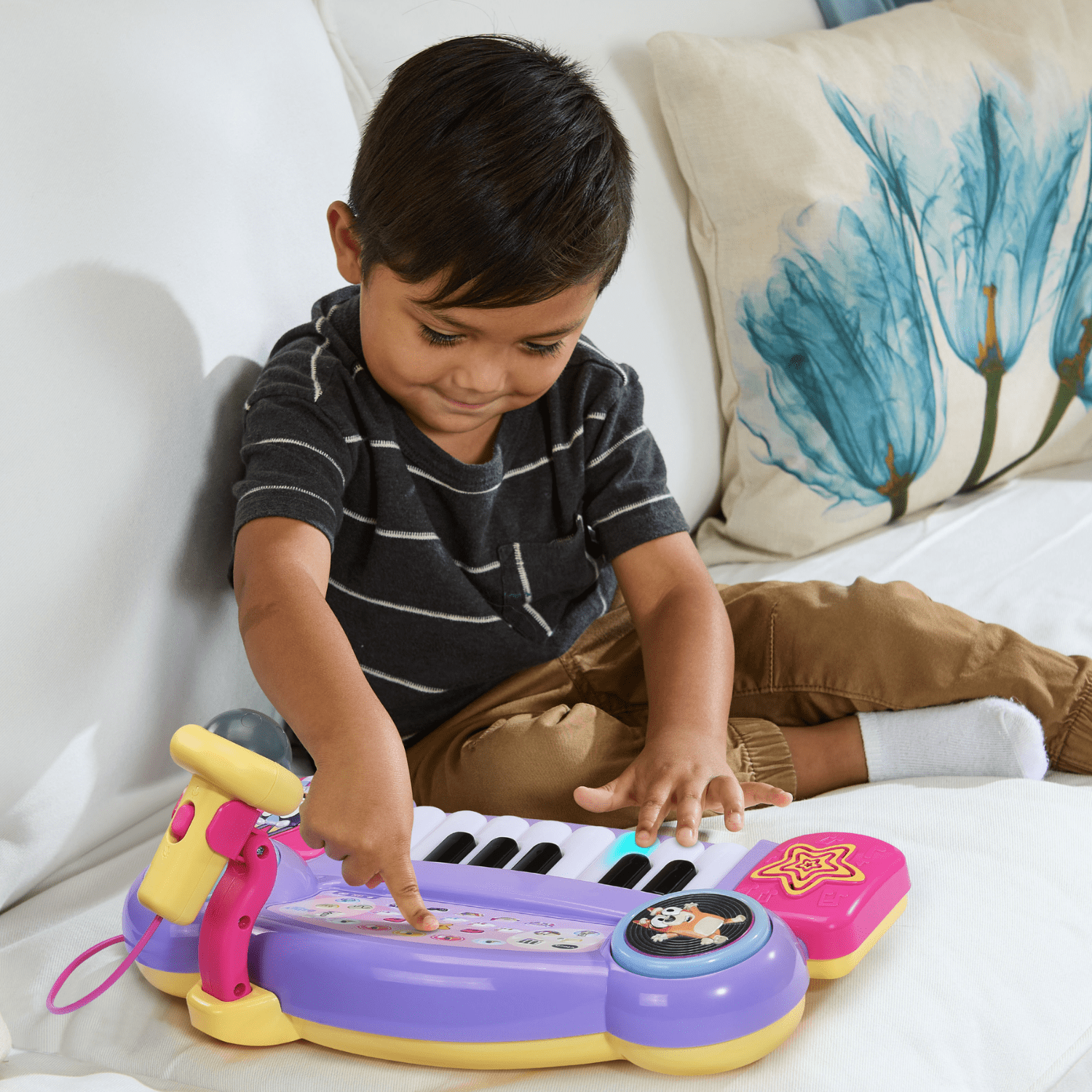 VTech Bluey Super piano DJ avec microphone pour les enfants - Version Française, 3+ Ans
