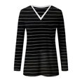thumbnail image 4 of CEHVOM T-shirt Ample Décontracté à Manches Longues pour Femmes, Col en V, Imprimé à Rayures, Mode, 4 of 5