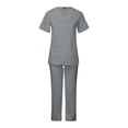 thumbnail image 3 of Penkiiy Women's Short Sleeve V-Neck Scrub Set, Gray, 3 of 6