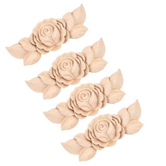 Tarente 4 Pcs Applique d'Angle Fleur Sculptée pour Porte d'Armoire Style Vintage Décoration de Mobilier(D)