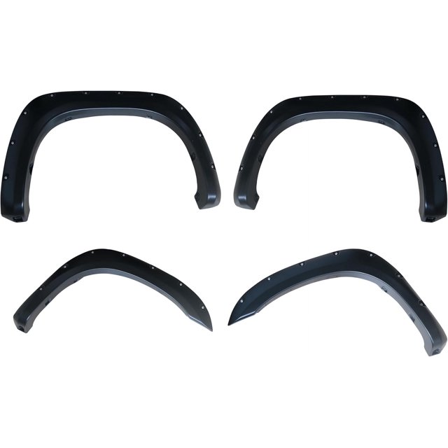 2007-2013 Toyota Tundra | Pocket Bolt-Riveted Rugged Style Fender Flares | Paintable Smooth Matte Black Wheel Flare Cover | Front and Rear Wheel Protector | 4 PCS