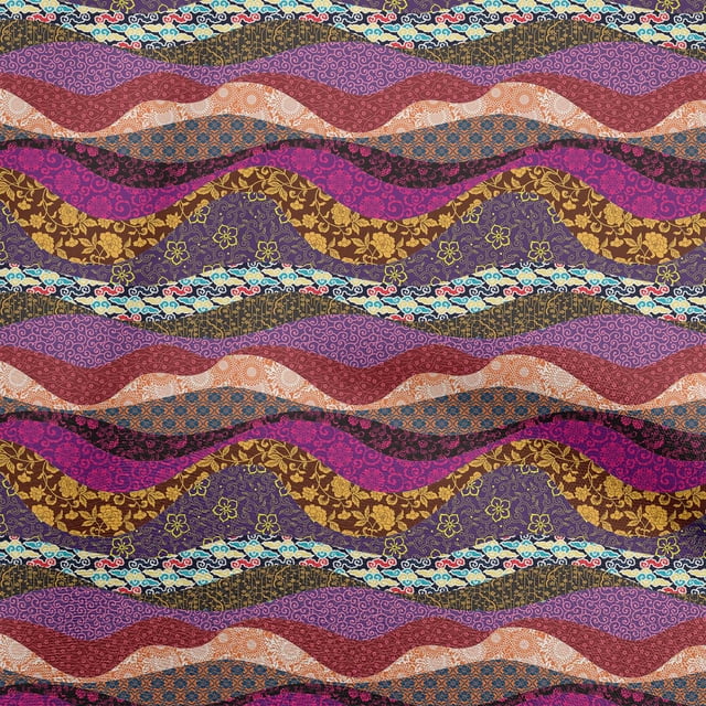 oneOone Tissu Tabby en Soie Prune Matériel de Robe Florale Tissu Imprimé Tissu au Mètre 42 Pouces de Large