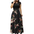 thumbnail image 2 of SMihono Robe Maxi Bohème d'Été pour Femmes Grande Taille Robe d'Été Colorée à Imprimé Floral pour Femmes Robes à Manches Courtes Robe Maxi Décontractée de Plage Robe Évasée de Plage, 2 of 6