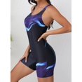 thumbnail image 3 of Charmo Women's One Piece Swimsuits Boyleg Shorts Full Coverage Slimming Bathing Suits Athletic Racerback Modest Swimwear, 3 of 7