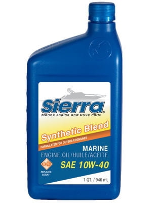 Sierra Marine Oil 18-9551-2 Marine Series; SAE 10W-40; Semi-Synthetic Blend 4-Stroke Marine Engine Oil; 1 Quart Bottle; Single; NMMA FC-W/API-SL Certified