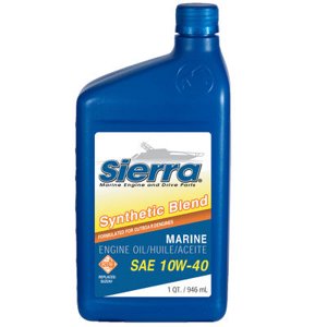Sierra Marine Oil 18-9551-2 Marine Series; SAE 10W-40; Semi-Synthetic Blend 4-Stroke Marine Engine Oil; 1 Quart Bottle; Single; NMMA FC-W/API-SL Certified