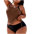 thumbnail image 1 of FAVIPT Plus Size Tropical Beach Tankini 2 Piece Tummy Control Swimssuits Ruched Drawstring Comfy Bathing Suit 2026 Brown,XXXXL, 1 of 5