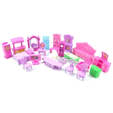 Ensemble de Jeu de Maison de Poupée 22 Pcs Meubles en Plastique Chambres Miniatures Bébé Enfants Jouets de Jeu d'Imitation