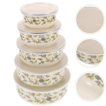 Bol en Céramique avec Couvercle, Bols à Soupe Allant au Micro-Ondes - Ensembles de Bols à Mélanger pour la Cuisine - Ensemble de Bols Préparés pour Aliments de 5 pour Fruits Céréales Crème Glacée Salades
