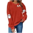 thumbnail image 3 of yoeyez Chandail d'Halloween pour Femme, Fantôme Citrouille, Manches Longues, Col Rond, Décontracté, Automne, Chandail Effrayant, Hauts, Rouge, TG, 3 of 4
