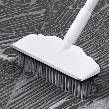 EGNMCR Brosses Brosse à Récurer pour Plancher avec Long Manche, Brosse 2 en 1 avec Racloir Brosse à Poils Rigides, Brosse de Nettoyage pour Terrasse, Salle de Bain, Baignoire, Carreaux, Coulis, Patio, Garages Brosse à Récurer pour Plancher