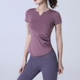thumbnail image 4 of Birdeem Haut Court de Yoga pour Femmes Élastique Sport Ajusté Manches Courtes Col Rond Haut/chemise, 4 of 12