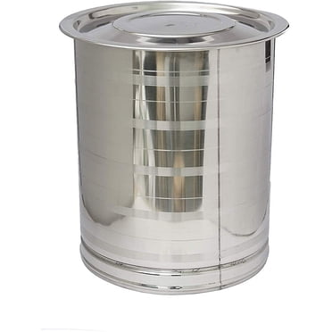 Tambour en Acier Inoxydable Résistant à la Corrosion pour Stockage d'Eau Ou Tout Article - Capacité 22 Litres - Acier Inoxydable de Haute Qualité et Antirouille